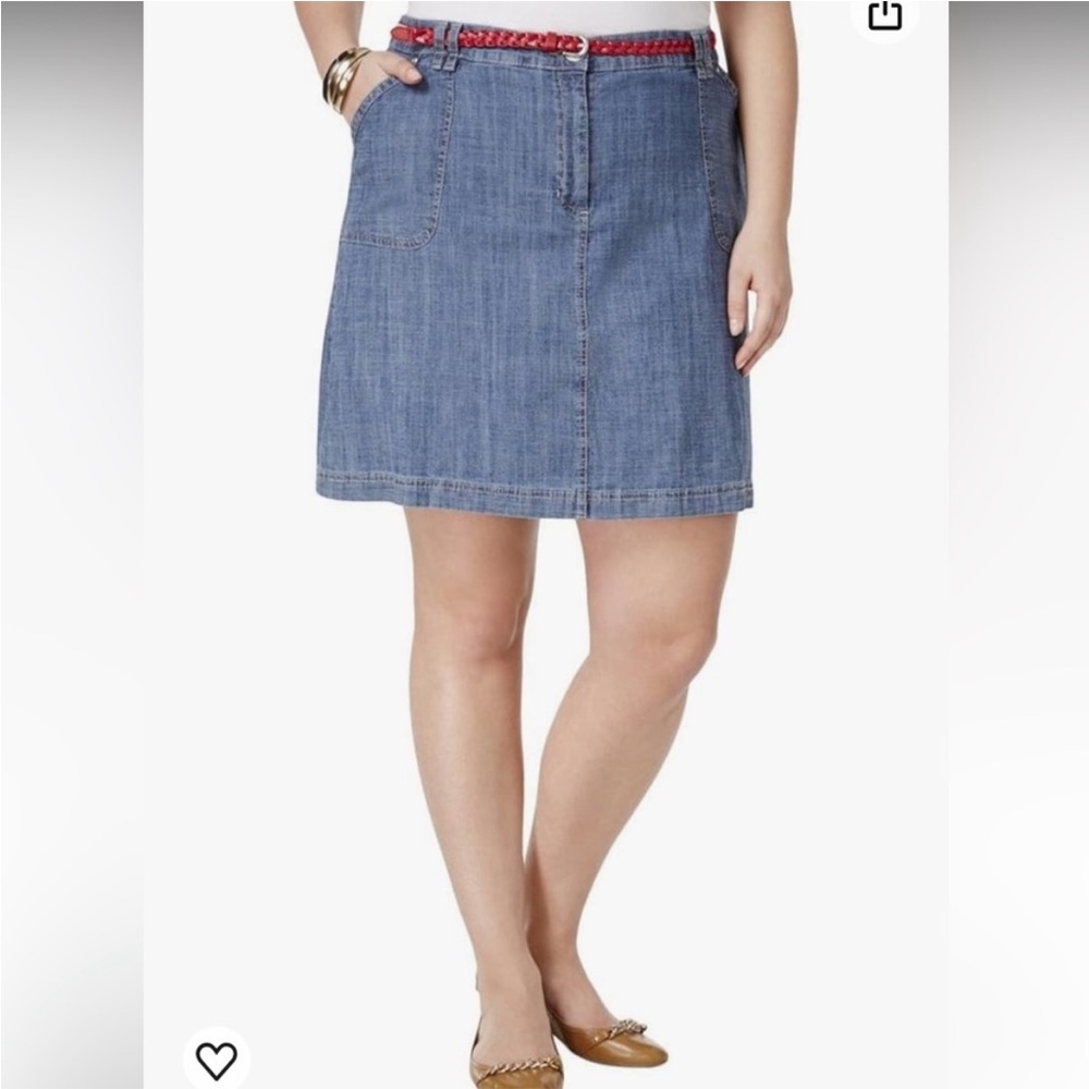 Karen Scott Chambray A-Line Skort Size 14 in Blue Wash
